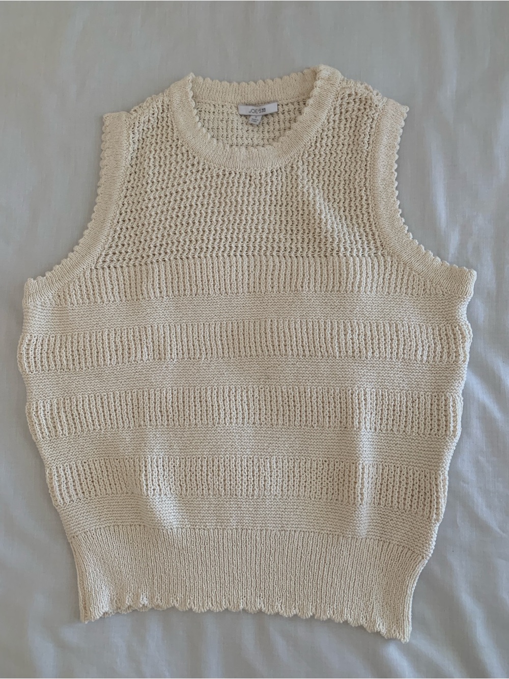 Joe's Jeans The Cameron Sleeveless Crochet Top Milk Cream Knit Size S EUC